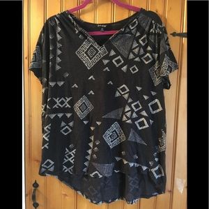 Lucky Brand Plus Size 1X High-Low Aztec Print Top